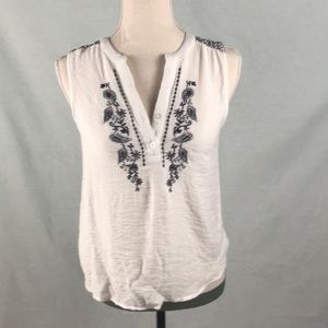 Papaya white/ blue embroidery Tank  S